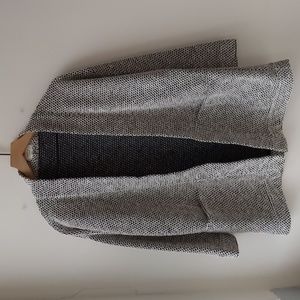 Marine Layer Birdseye Open Cardigan White Black Women's Size Medium